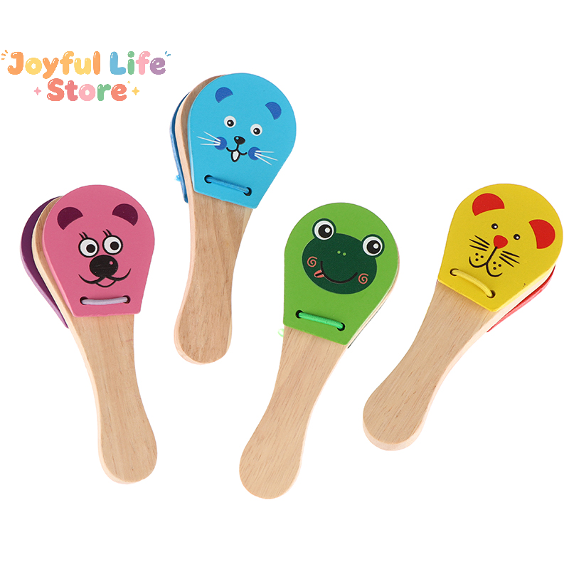 Musical Instruments Cartoon - 어린이 만화 나무 캐스터네츠 5개 스터드