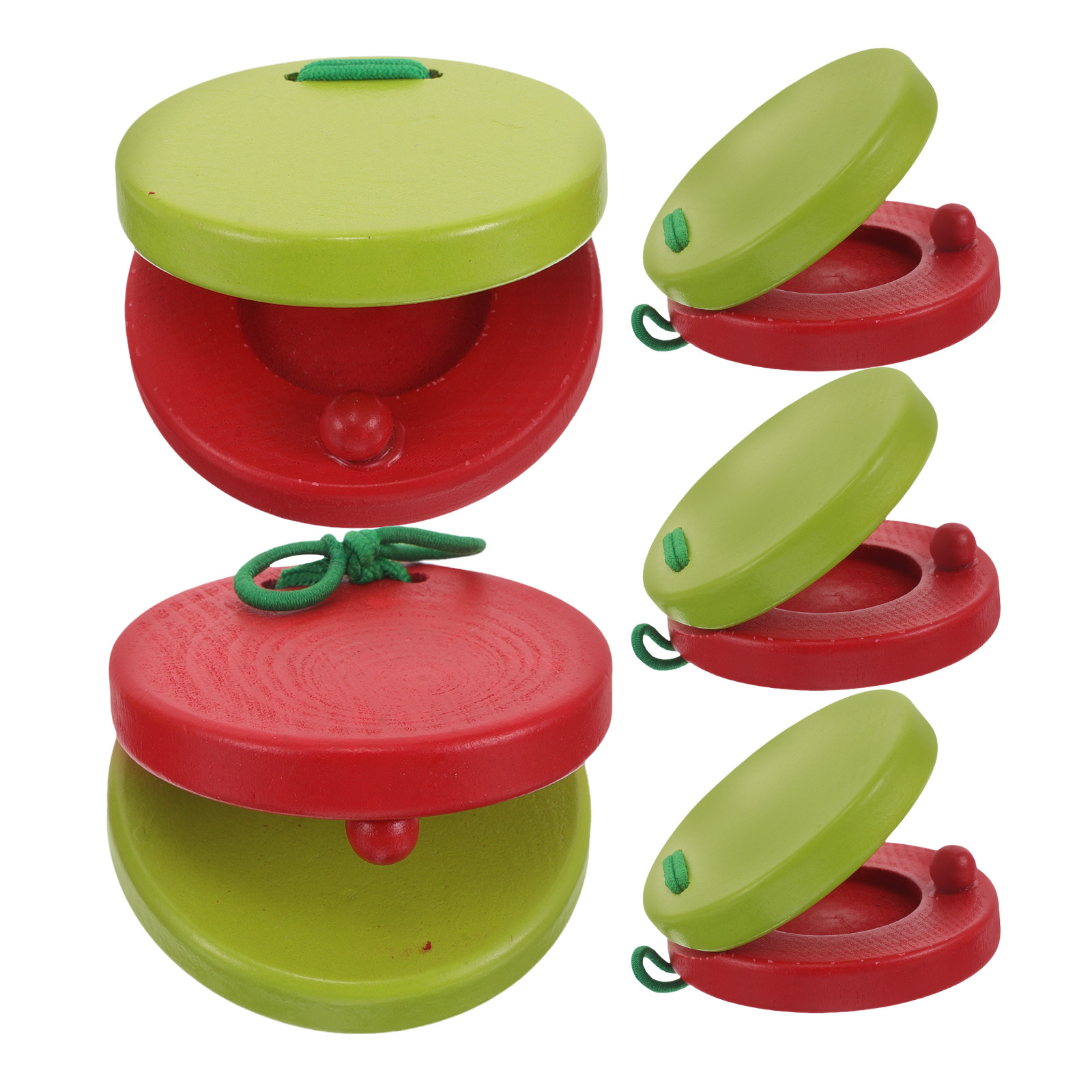 Musical Instruments Cartoon - 5Pcs 라운드 나무 캐스터네츠 만화 스타일