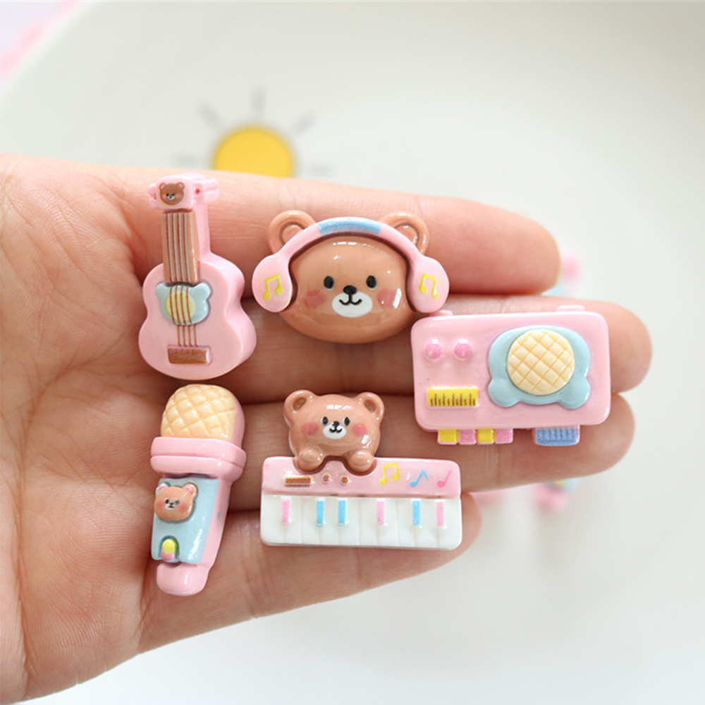Musical Instruments Cartoon - 10PCS 반짝 이는 곰 악기 수지