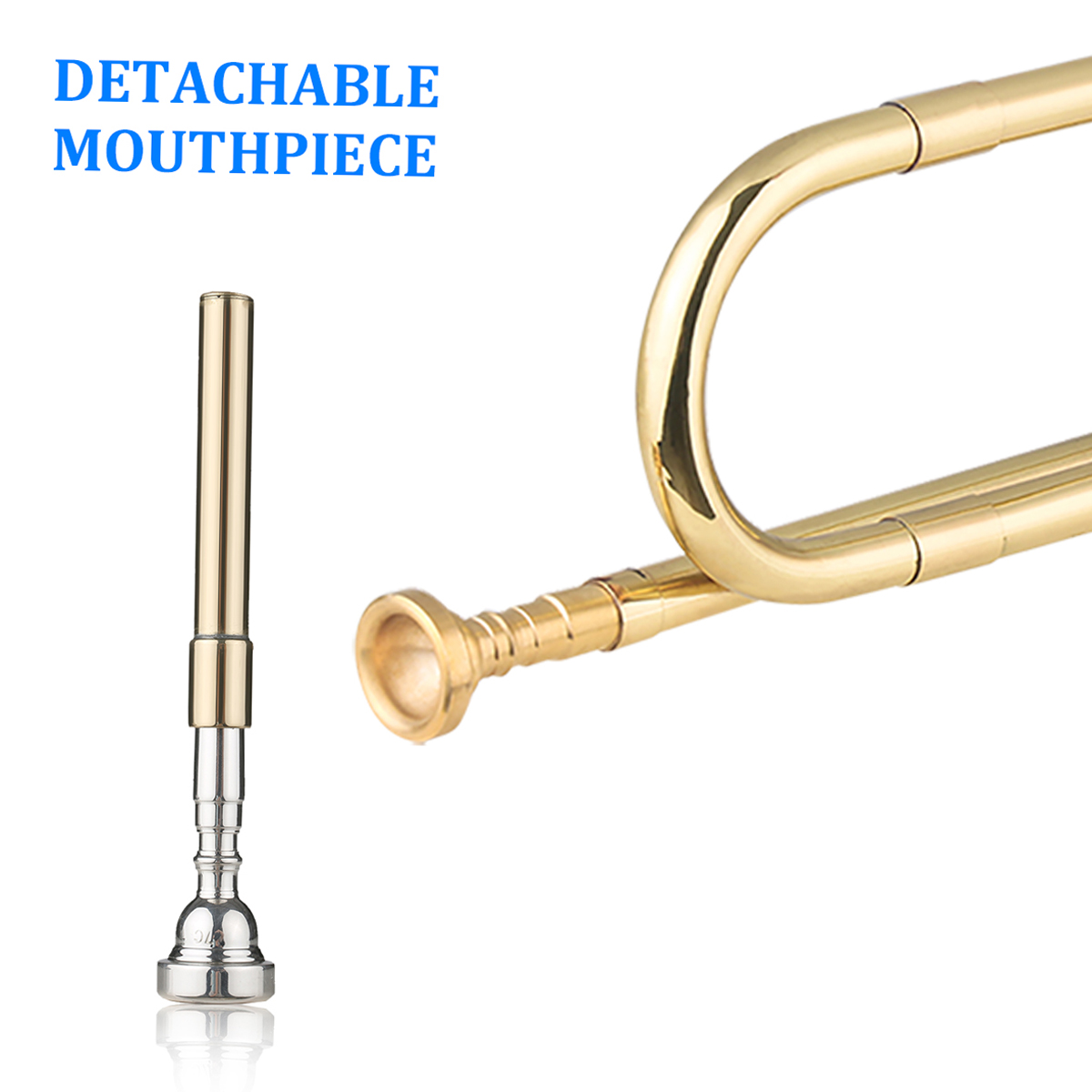 초보자를 위한 마우스피스가 있는 황동 C 나팔 호출 금 - Musical Instrument Bugle 리뷰 및 가격