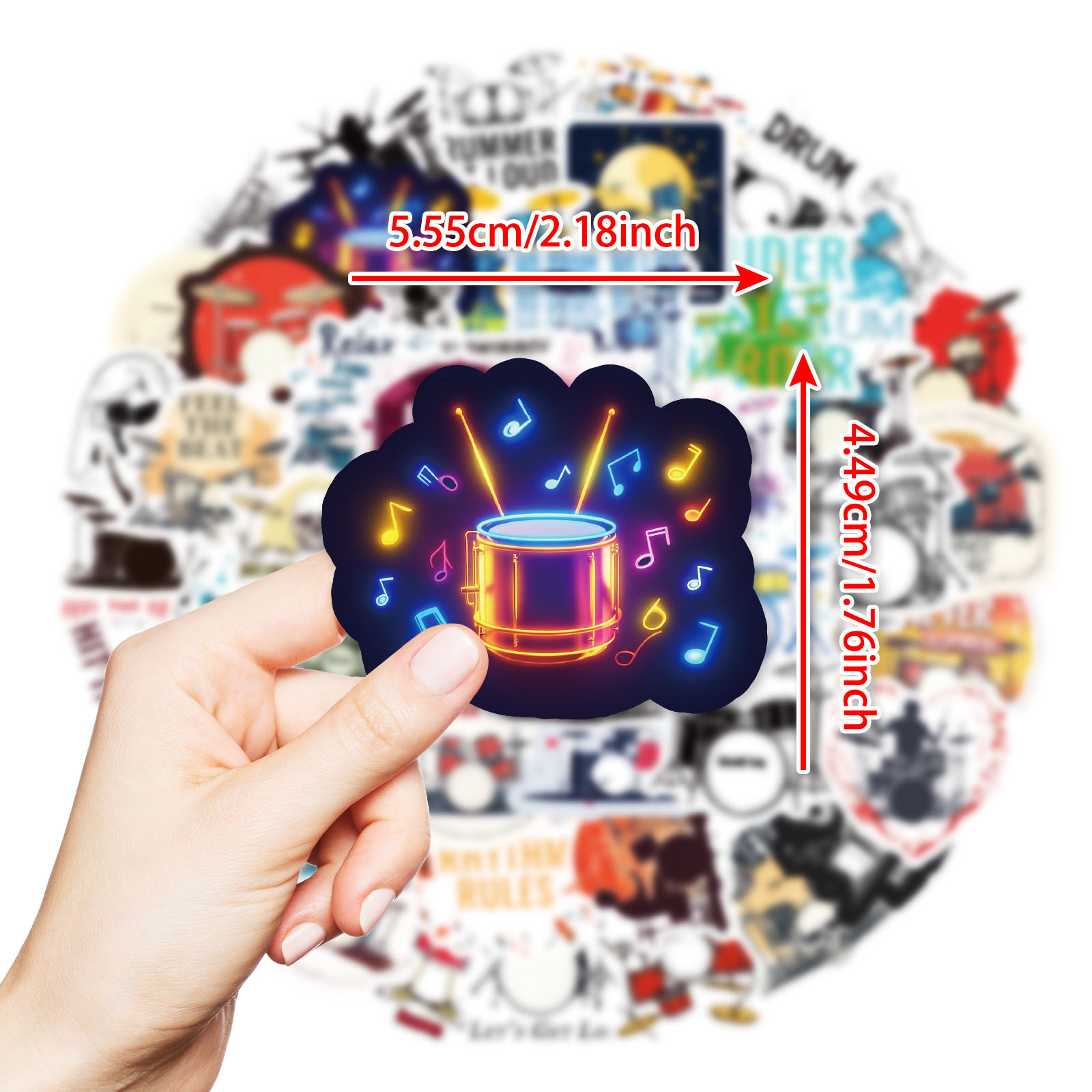 10/50PCS 드럼 만화 스티커 록 음악 낙서 악기  - Musical Instruments Cartoon 리뷰 및 가격