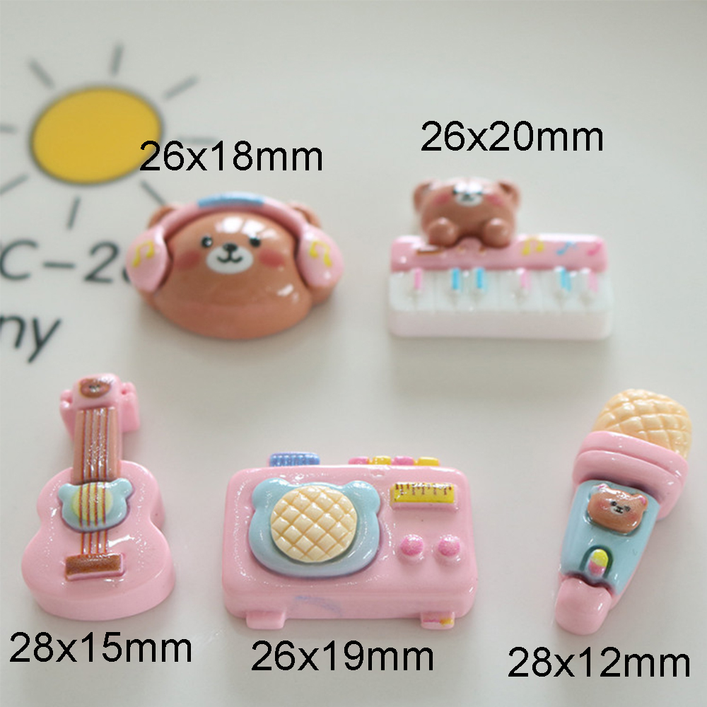 10PCS 반짝 이는 곰 악기 수지 플랫 백 카보 숑  - Musical Instruments Cartoon 리뷰 및 가격