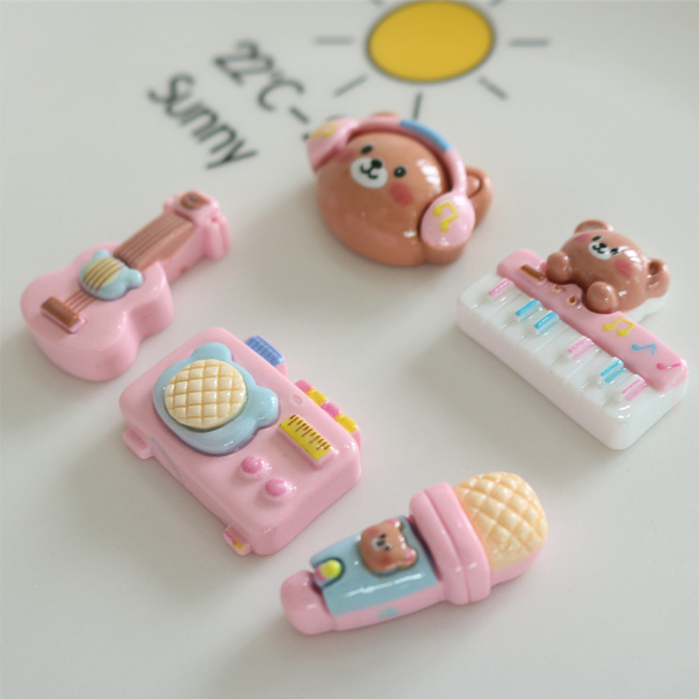 10PCS 반짝 이는 곰 악기 수지 플랫 백 카보 숑  - Musical Instruments Cartoon 리뷰 및 가격